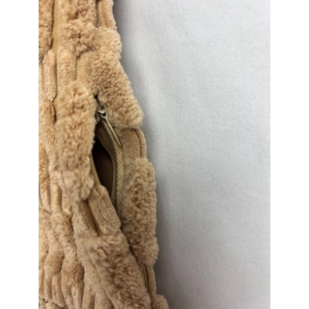 Chenille Textured Throw Pillow Cover Tan Beige Square 20x20 Plush Farmhouse